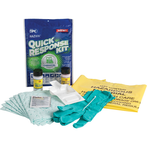 Trousse dintervention rapide pour d&eacute;versements de produits chimiques Hazwik, Mati&egrave;res dangereuses, Sac, Absorbance de 0,33 gal. US Oxymax Inc