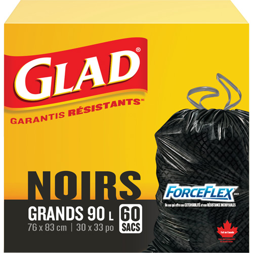 Sacs &agrave; ordures 90 L, R&eacute;gulier, 30" la x 33" lo, Noir Oxymax Inc