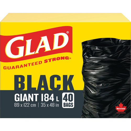 184L Garbage Bags, Regular, 35" W x 48" L, Black Oxymax Inc