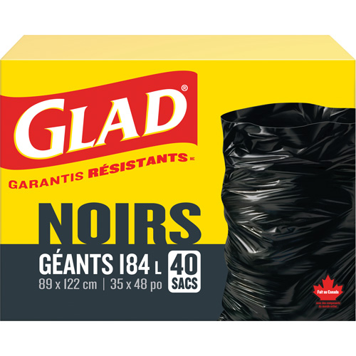 184L Garbage Bags, Regular, 35" W x 48" L, Black Oxymax Inc
