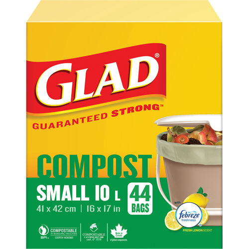 Petits sacs de compostage, R&eacute;gulier, 17" lo x 16" la, Brun, Capacit&eacute; de 10 L (3 gal.) Oxymax Inc