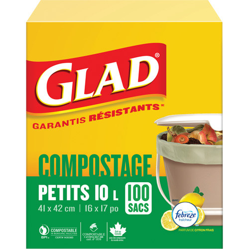 Petits sacs de compostage, R&eacute;gulier, 17" lo x 16" la, Brun, Capacit&eacute; de 10 L (3 gal.) Oxymax Inc