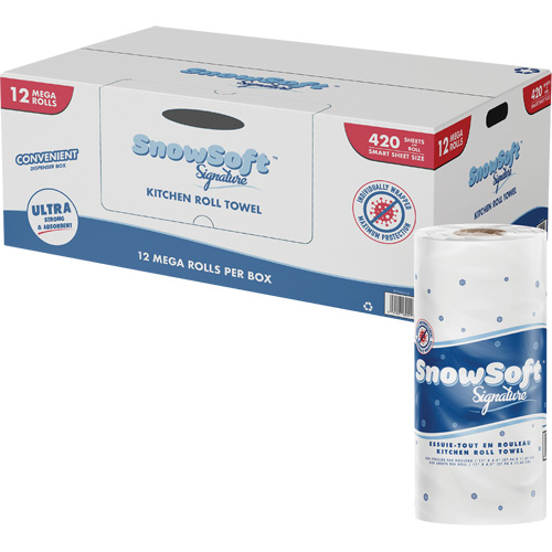 Snow Soft Signature Kitchen Towel Roll, 2 Ply, 420 Sheets/Roll, 4.5" W, 11" L Oxymax Inc