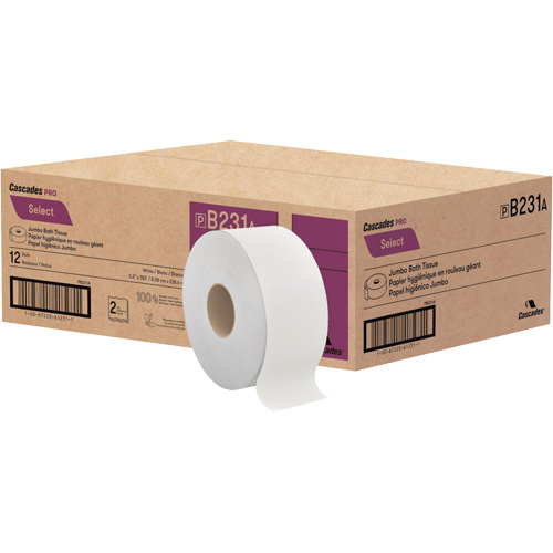Papier toilette Pro Select, Rouleau G&eacute;ant, 2 Pli, Longueur 750', Blanc Oxymax Inc