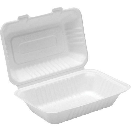 Compostable Hinged Food Containers, Bagasse, Rectangular Oxymax Inc