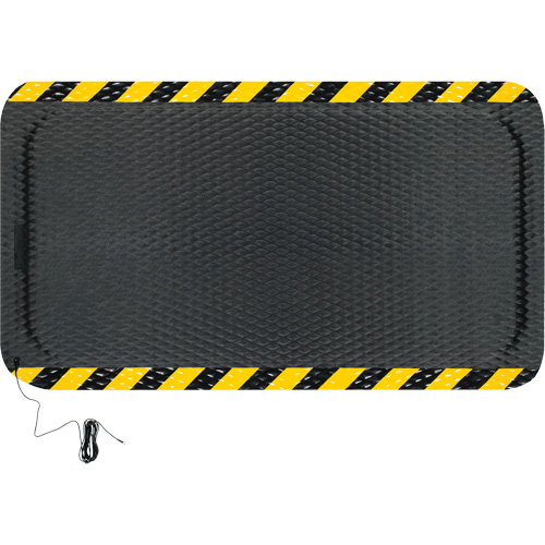 Tapis conductible Hog Heaven, 3' la x 5' lo, 5/8" &eacute;paisseur, Noir/Jaune, Nitrile Oxymax Inc