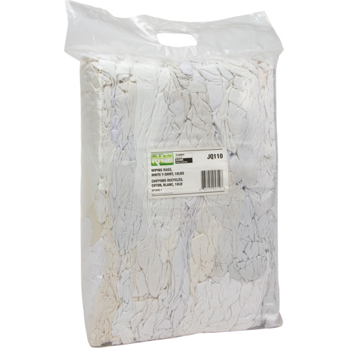 Recycled Material Wiping Rags, Cotton, White, 10 lbs. Oxymax Inc