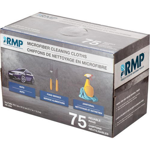 Chiffons lavables pour le nettoyage, Microfibre, Blanc Oxymax Inc