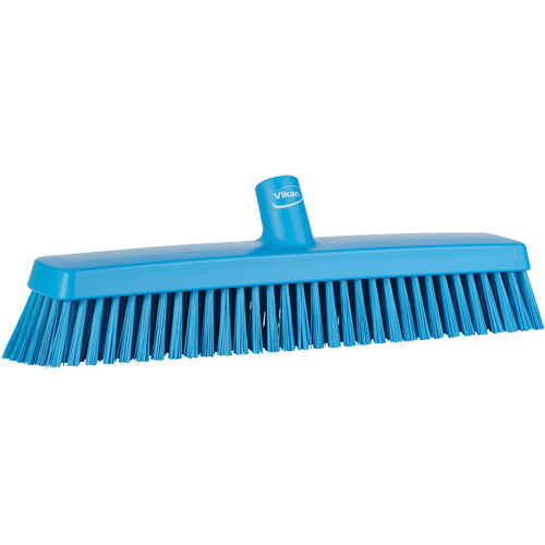Push Broom Head, Fine/Stiff Bristles, 16-1/2", Polyester/Polypropylene, Blue Oxymax Inc