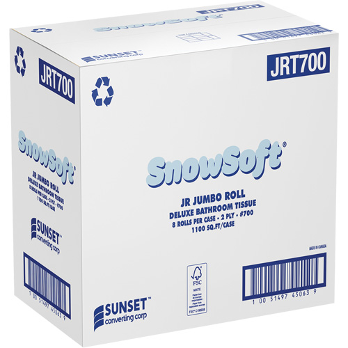 Snowsoft Deluxe Bathroom Tissue, Jumbo Roll, 2 Ply, White Oxymax Inc