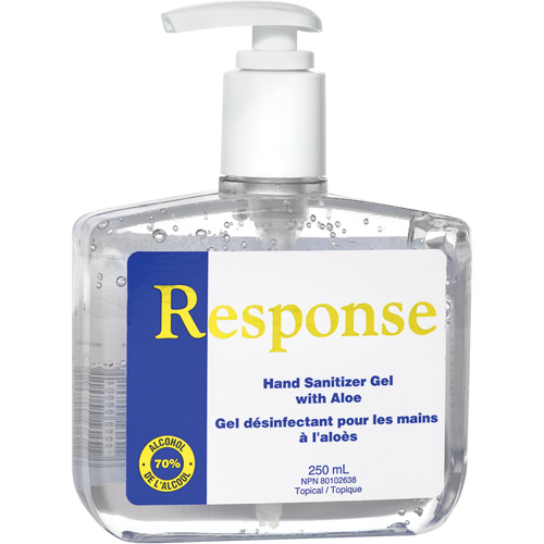 Response&reg; Hand Sanitizer Gel with Aloe, 250 ml, Pump Bottle, 70% Alcohol Oxymax Inc