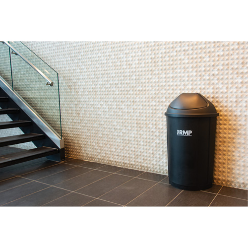 Half-Round Garbage Bin with Lid, Polyethylene, 21 US gal. Oxymax Inc