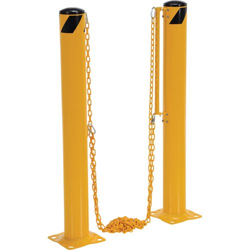 Syst&egrave;me de bornes de protection et chaînes pour quai, Acier, 42" h x 6-5/8" la, Jaune Oxymax Inc