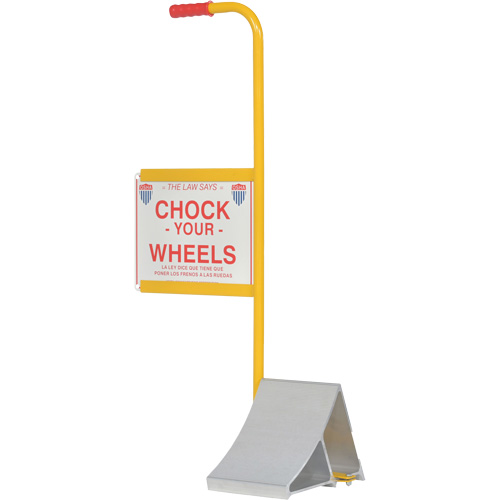 Wheel Chock with Handle & Sign, 7" W x 11-7/8" D x 7-11/16" H Oxymax Inc
