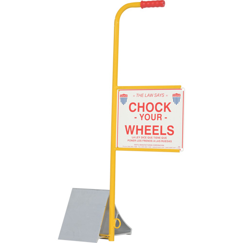 Wheel Chock with Handle & Sign, 7" W x 11-7/8" D x 7-11/16" H Oxymax Inc