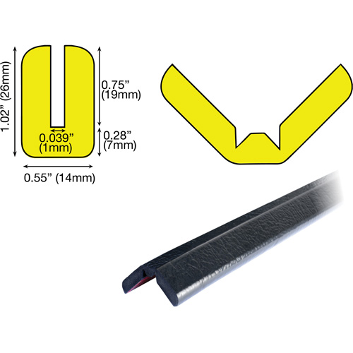 Butoir de protection de rebords mod&egrave;le W 1M, Longueur 3,25' (0,99 m) Oxymax Inc