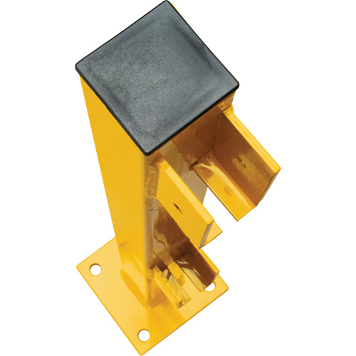Poteau d'extr&eacute;mit&eacute; pour garde-corps l&eacute;gers, Acier, 42" h, Jaune s&eacute;curit&eacute; OSHA Oxymax Inc