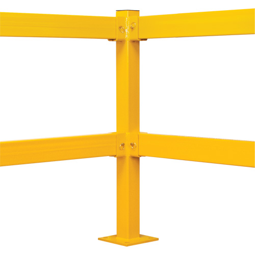 Poteau de coin pour garde-corps l&eacute;gers, Acier, 42" h, Jaune s&eacute;curit&eacute; OSHA Oxymax Inc