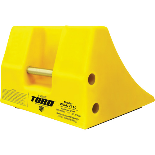 70 Ton Large Equipment Wheel Chock with Handle, Urethane, Yellow Oxymax Inc