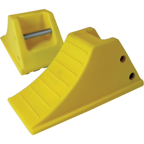 40 Ton Large Equipment Wheel Chock with Grip Pads, Urethane, Yellow Oxymax Inc