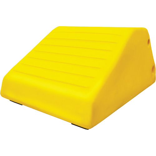 255 Ton Large Equipment Wheel Chock with Handle & Hole, Urethane, Yellow Oxymax Inc