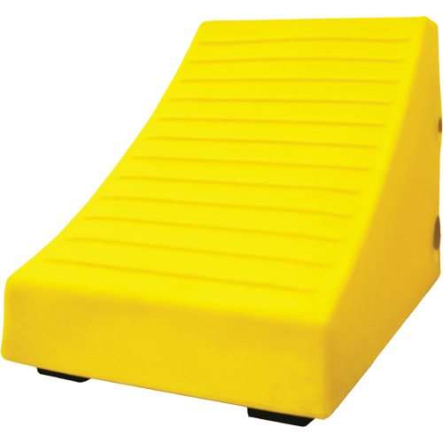 400 Ton Large Equipment Wheel Chock with Handle & Hole, Urethane, Yellow Oxymax Inc