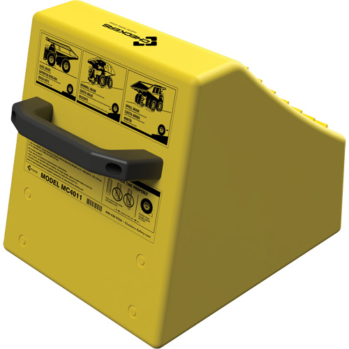 Cale de roue ultra-robuste pour l'exploitation mini&egrave;re Checkers Safety sans support, PEHD, Jaune, 14-1/2" la x 17-1/2" p x 16" h Oxymax Inc