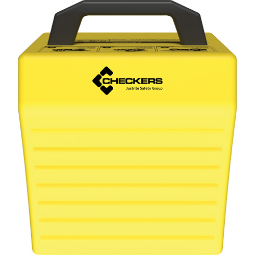Cale de roue ultra-robuste pour l'exploitation mini&egrave;re Checkers Safety sans support, PEHD, Jaune, 14-1/2" la x 17-1/2" p x 16" h Oxymax Inc