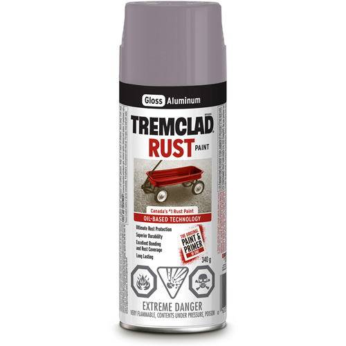 Tremclad&reg; Oil Based Rust Paint, Silver Aluminum, Gloss, Aerosol Can Oxymax Inc