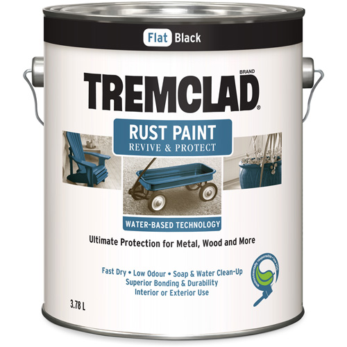 Peinture antirouille &agrave; base d'eau Tremclad, 3,78 L, Gallon, Noir Oxymax Inc