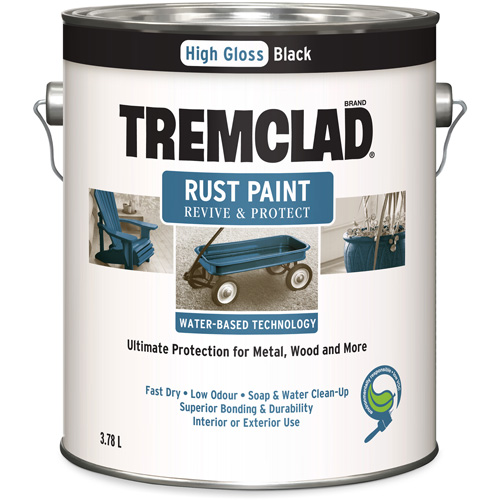Tremclad&reg; Water-Based Rust Paint, 3.78 L, Gallon, Black Oxymax Inc