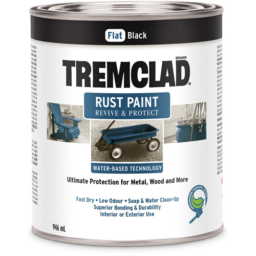 Tremclad&reg; Water-Based Rust Paint, 946 ml, Can, Black Oxymax Inc