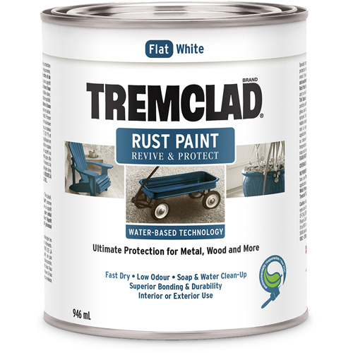 Tremclad&reg; Water-Based Rust Paint, 946 ml, Can, White Oxymax Inc