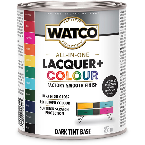 Watco&reg; All In One Lacquer + Colour Dark Tint Base, 946 ml, Dark Tint Base, High-Gloss Oxymax Inc