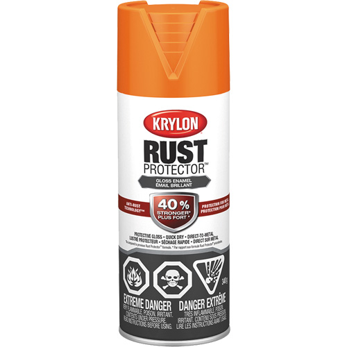 Peinture &agrave; &eacute;mail Rust Protector, Orange, Brillant, 12 oz, Canette a&eacute;rosol Oxymax Inc