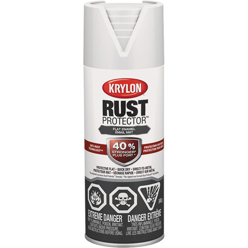 Peinture &agrave; &eacute;mail Rust Protector, Blanc, Tr&egrave;s mat, 12 oz, Canette a&eacute;rosol Oxymax Inc