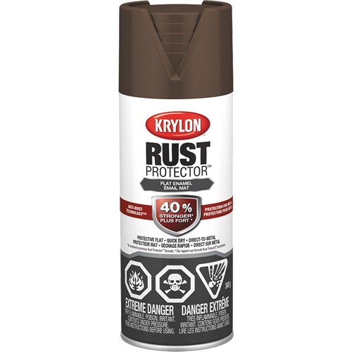 Rust Protector&reg; Enamel Paint, Leather Brown, Very Flat, 12 oz., Aerosol Can Oxymax Inc