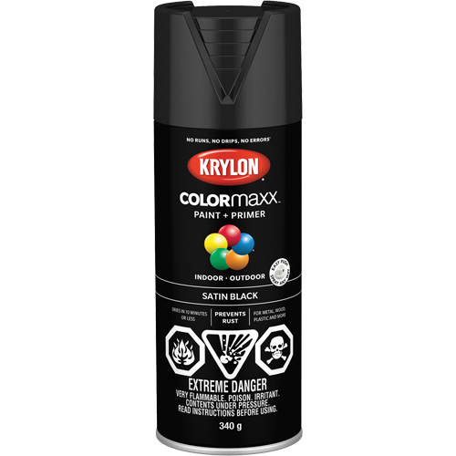 Appr&ecirc;t + peinture COLORmaxx, Noir, Semi-mat, 12 oz, Canette a&eacute;rosol Oxymax Inc