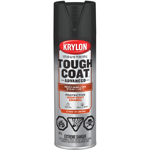 Industrial Tough Coat&reg; Advanced High Heat Paint, High-Heat Black, Flat, 425 g, Aerosol Can Oxymax Inc