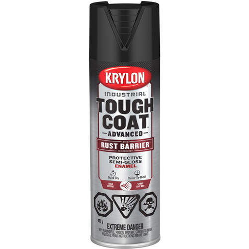 Tough Coat&reg; Advanced Paint with Rust Barrier Technology, Black, Semi-Gloss, 425 g, Aerosol Can Oxymax Inc