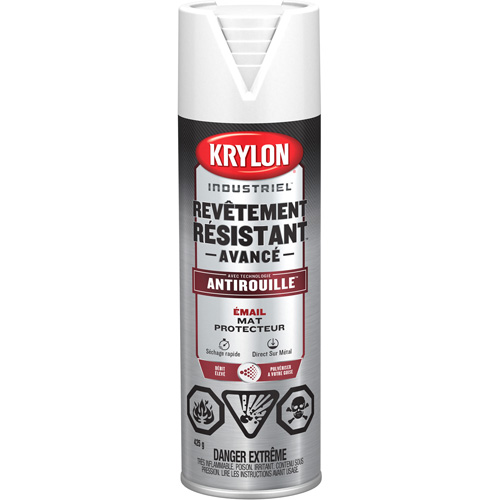 Tough Coat&reg; Advanced Paint with Rust Barrier Technology, White, Flat, 425 g, Aerosol Can Oxymax Inc