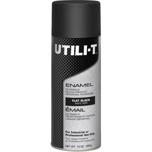 UTILI-T General Purpose Enamel Spray Paint, Black, Flat, 10 oz./283 g, Aerosol Can Oxymax Inc