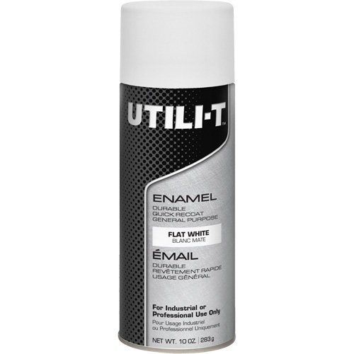 UTILI-T General Purpose Enamel Spray Paint, White, Flat, 10 oz./283 g, Aerosol Can Oxymax Inc