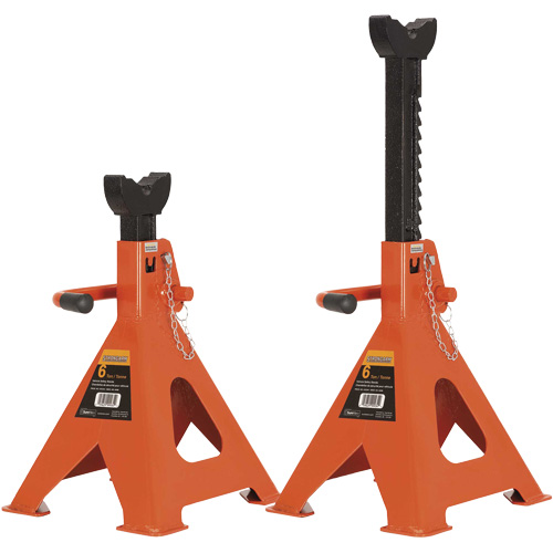 856A Jack Stands, Locking Handle/Ratchet, 6 Ton(s) Capacity, 15-1/2" - 24" H Oxymax Inc