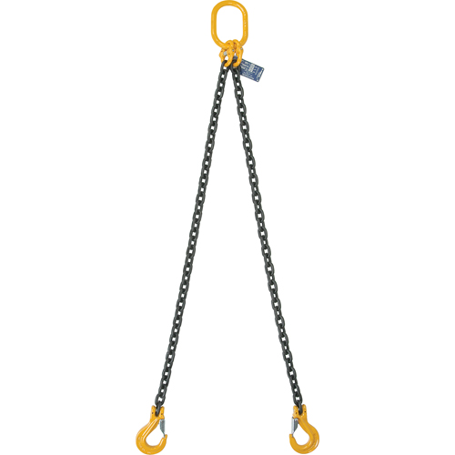 Chain Slings, 80 Chain, Double Legs, Oblong & Grab Hooks, 5/8" x 8' Oxymax Inc
