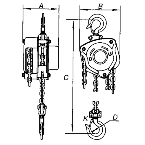 Chain Hoist, 10' Lift, 1000 lbs. Capacity, Alloy Steel Chain Oxymax Inc
