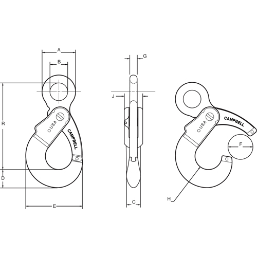 Crochets de s&eacute;curit&eacute; &agrave; oeil &agrave; verrouillage automatique en acier alli&eacute; Oxymax Inc