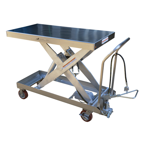 Pneumatic Hydraulic Scissor Lift Table, Stainless Steel, 47-1/2" L x 24" W, 2000 lbs. Cap. Oxymax Inc