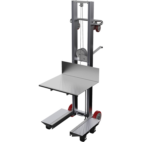 Platform Lift Stacker, Hand Winch Operated, 400 lbs. Capacity, 60" Max Lift Oxymax Inc