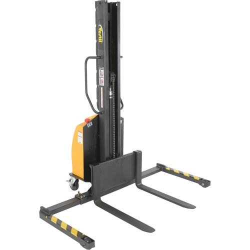 Narrow Mast Powered Lift Stacker, Electric Operated, 1000 lbs. Capacity, 63" Max Lift Oxymax Inc
